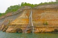 Colorful Falls on a Lakeshore Cliff