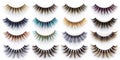 Colorful False Eyelashes A Collection of 16 Different Styles for Every Look Royalty Free Stock Photo