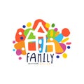 Colorful family logo design with city houses