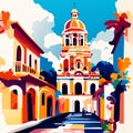 Colorful of the famous Basilica of Santa Maria della Salute in Cagliari, Italy Generative AI