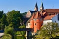 The colorful famous Biertor with the bridge across river Regen in Cham, Bavaria