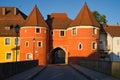 The colorful famous Biertor with the bridge in front in Cham, Bavaria