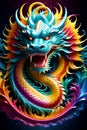 A colorful and fantastic dragon, created by quantum interference patterns, in beautifully design art, legendary animal