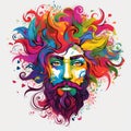 Colorful Fantasy Beard And Face Art: Performance Art Doodle Royalty Free Stock Photo