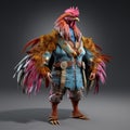 Colorful Fantasy Chicken Character Model In Jules Tavernier Style