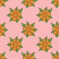 Colorful fantasy doodle cartoon groovy flower seamless pattern. Floral background