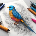 Colorful fantasy graphic of an imagined singing bird.