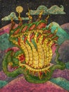 Colorful fantasy illustration with ethnic Thailand demon