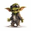 Colorful Fantasy Illustration Of Tiny Yoda Wearing Glasses