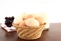 Colorful Farm Fresh Eggs In A Basket Royalty Free Stock Photo