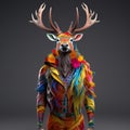 Colorful Fashion Deer Sculpture In Unreal Engine Style