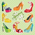 Colorful fashion womens High heel shoes.Spring