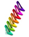 Colorful fashionable high heel shoes