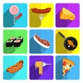 Colorful Fast Food Icon Set on Bright Background