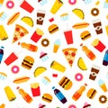 Colorful fast food seamless pattern.