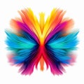 Colorful Feather Butterfly: Distorted Proportions And Vibrant Neon Symmetry Royalty Free Stock Photo