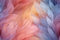 Colorful feathers, feather pattern in soft colors. Bright background. Generated by artificial intelligence Royalty Free Stock Photo