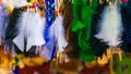 Colorful feathers in the form of a border
