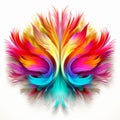 Vibrant Neon Colors: Symmetrical Feather Design Illustration