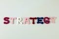 The word Strategy formed with colorful felt letters