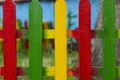 Colorful fence in park