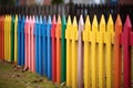 colorful fence posts in various bright hues