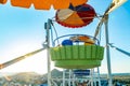 Colorful ferris wheel of the amusement park in the blue sky background Close up view Royalty Free Stock Photo