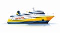 Colorful Ferry Ship Illustration With High-key Lighting