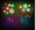 Colorful Festival fireworks. banner for Diwali or Christmas an ather holiday and event. Vector illustration