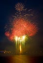 Colorful festival fireworks at the river