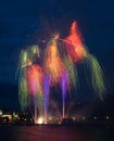 Colorful festival fireworks at the river Royalty Free Stock Photo