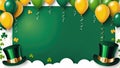 Colorful festive card with clover balloons. Irish holiday happy Saint Patrick's Day backdrop Royalty Free Stock Photo