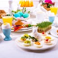 A colorful and festive Easter table decoration