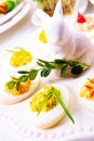A colorful and festive Easter table decoration Royalty Free Stock Photo