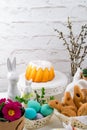 A colorful and festive Easter table decoration Royalty Free Stock Photo