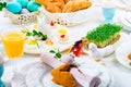 A colorful and festive Easter table decoration Royalty Free Stock Photo