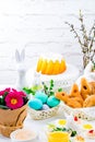 A colorful and festive Easter table decoration Royalty Free Stock Photo