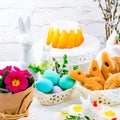 A colorful and festive Easter table decoration Royalty Free Stock Photo