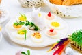 A colorful and festive Easter table decoration Royalty Free Stock Photo