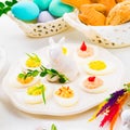 A colorful and festive Easter table decoration Royalty Free Stock Photo
