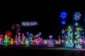 Colorful festive Holiday Christmas Light display, Peace on Earth Royalty Free Stock Photo