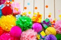 Colorful festive paper balloons. Accessories for birthday. Royalty Free Stock Photo