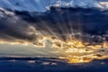 Colorful fiery evening sky at sunset in spring