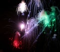 fiery sparks from huge fireworks during night celebrations