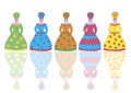 Colorful figures of Russian women