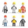 Six Construction Workers: 3D Characters in Hard Hats and Work Uniforms Royalty Free Stock Photo