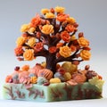 3d Printed Floral Fall Tree: A Luminous Glaze Inspired Artwork