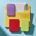 Colorful File Folder with Blank Note Cards and Papers - Organization and Creativity Royalty Free Stock Photo