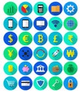 Colorful Fintech Flat Icons On White Background