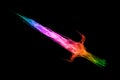 Colorful fire flame sword isolated on black background Royalty Free Stock Photo